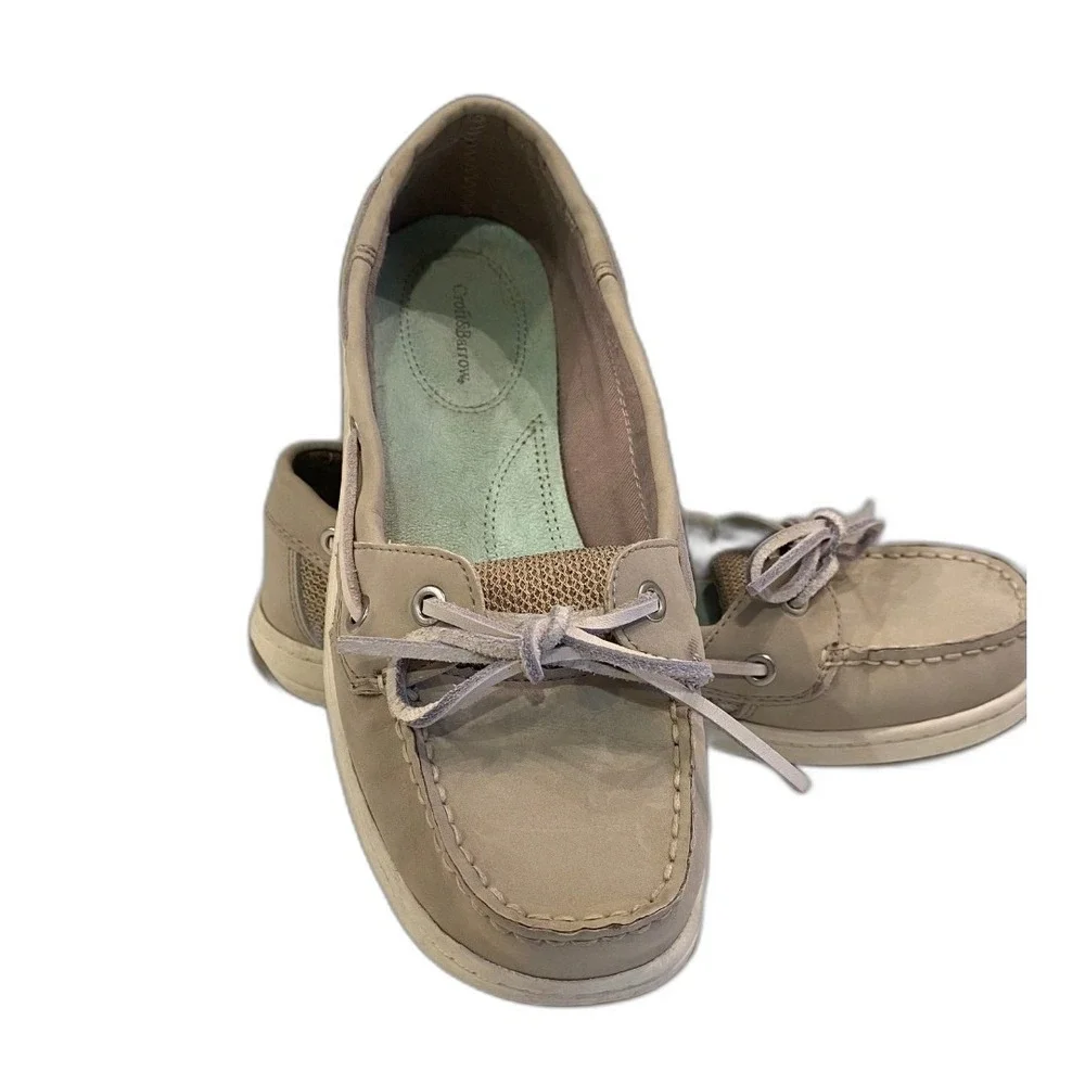 Croft & Barrow‎ Womens Beige Boat Shoes Size 8M Slipons w/ supportive Insoles